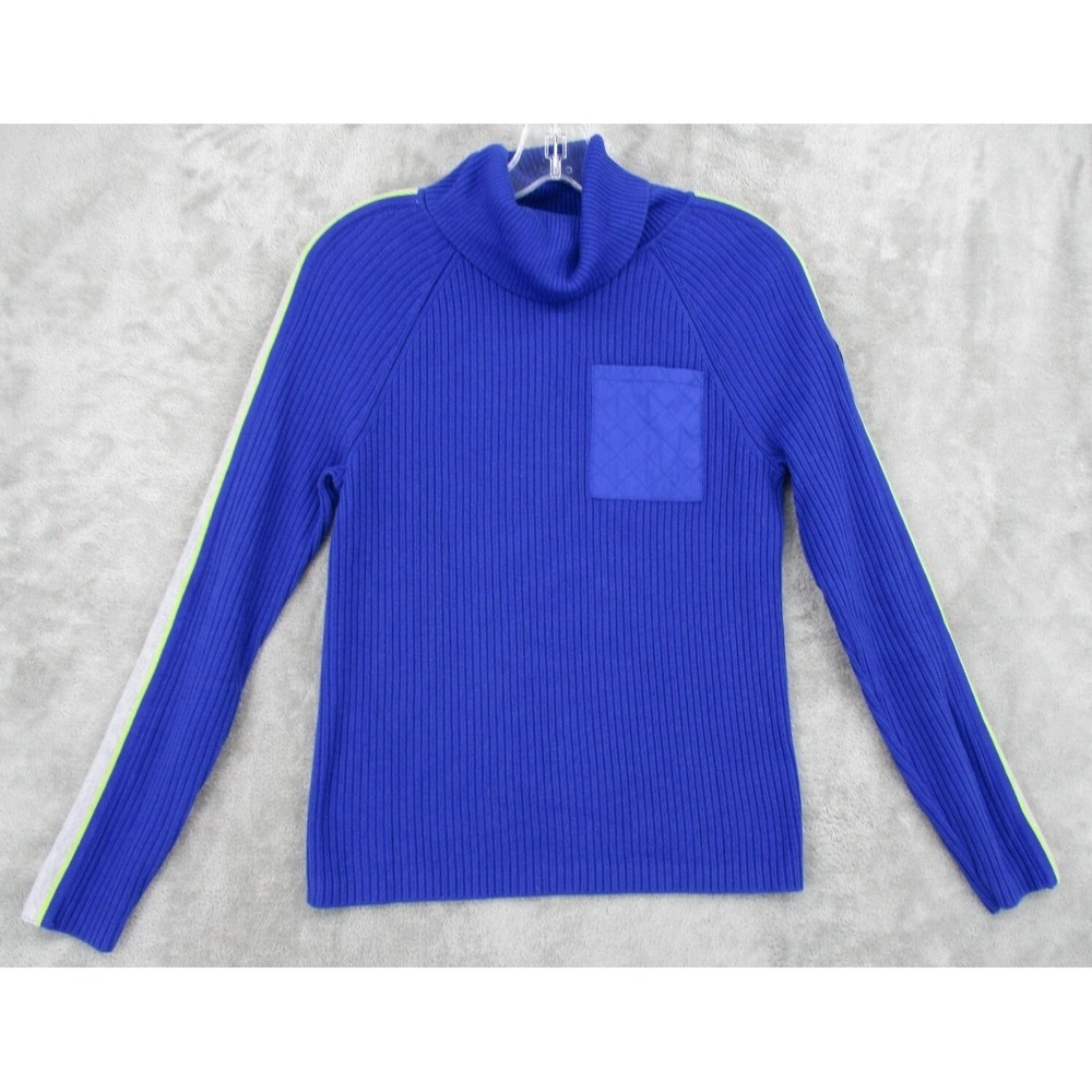 T By Talbots Sweater Womens Size S Ribbed Knit Turtleneck Patch Logo Pullover